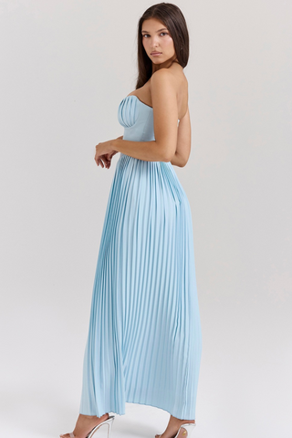 Pleated Grace Strapless Long Dress