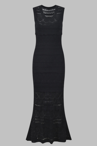 Elegant Hollow Knit Fishtail Maxi Dress Set – Sleeveless Vest & Inner Slip