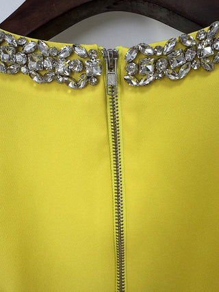 Puff Sleeve Cropped Top & High-Waist Long Skirt Set with Jeweled Details