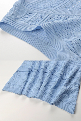 Elegant Hollow Knit Fishtail Maxi Dress Set – Sleeveless Vest & Inner Slip