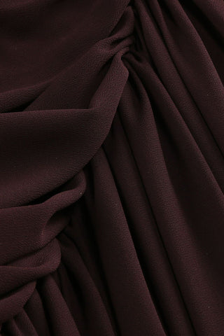 High Neck Faux Leather Mini Dress with Draped Asymmetric Skirt