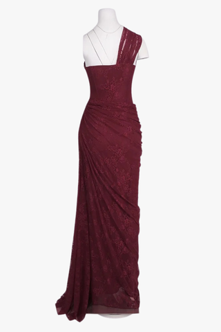 One-Shoulder Lace Long Dress with Sculpted Corset Fit