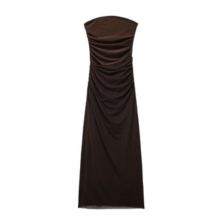 Brooni Strapless Mesh Midi Dress