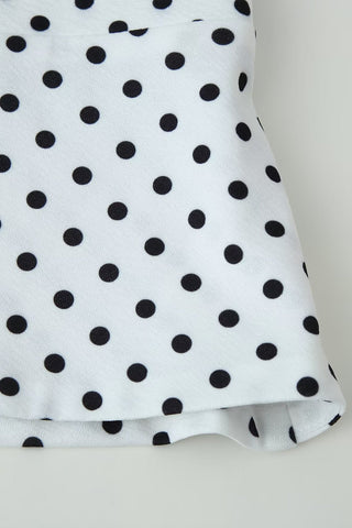 Polka Dot Polyester Halter Neck Sleeveless Top & Flared Pants Set