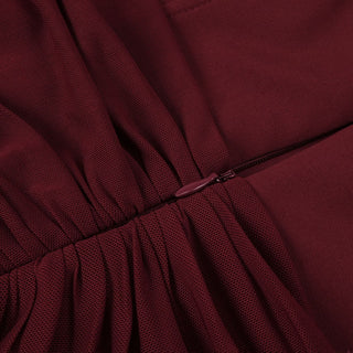Strapless Corset Draped Long Dress with Ruched Hip Detail
