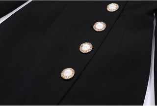 Elegant Long Sleeve Mini Dress with Fitted Silhouette and Button Accents