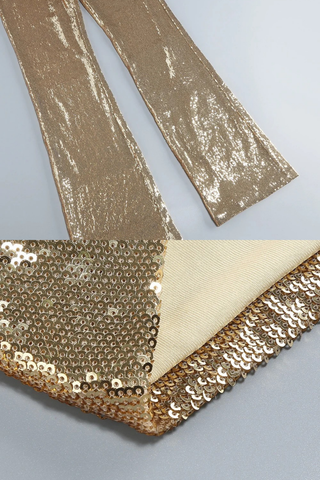 Sequin Halter Neck Sleeveless Flared Jumpsuit