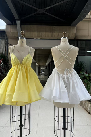 Backless Crisscross V-Neck Flared Mini Dress