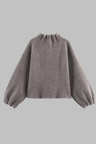 Two-Piece Wool Blend Set with Ruffled Collar Top and Flared Mini Skirt