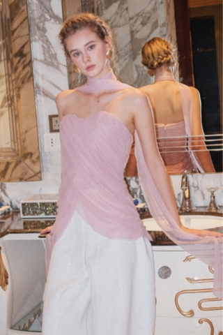 Celeste Tulle Crossover Strapless Top