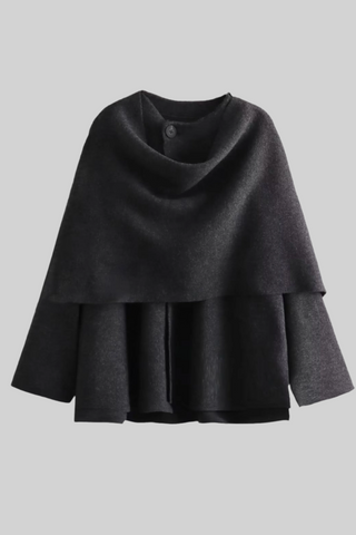 Short Knitted Jacket with Built-In Scarf - Cozy & Stylish Layer