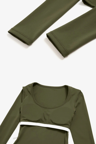 Scoop Neck Long Sleeve Top & Foldover Wide-Leg Pants Set