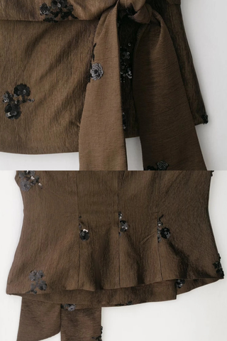 Sequin Detail Halter Top & Wide Leg Pants Set