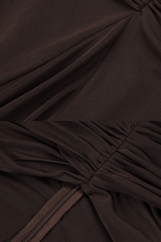 Ruched Mesh Short Sleeve Cut-Out Long Dress