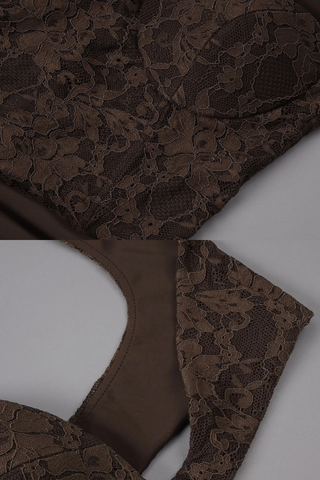 Lace Corset Draped Bodycon Long Dress with Cap Sleeves