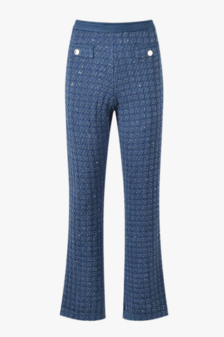 Textured High-Waist Flared Pants – Tailored Fit with Button Details