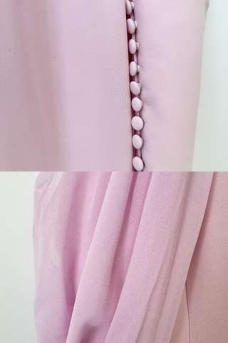 Crystal Embellished Halter Neck Draped Cold Shoulder Mermaid Long Dress