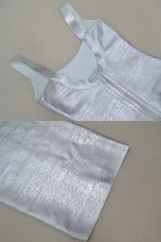 Luminous Metallic Bandage Sleeveless Long  Dress
