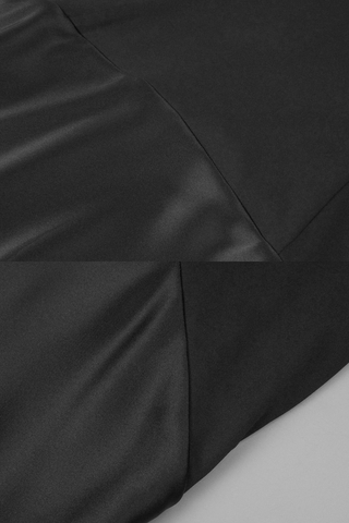 Square Neck Fitted Bodice Long Dress with Flared Satin Skirt