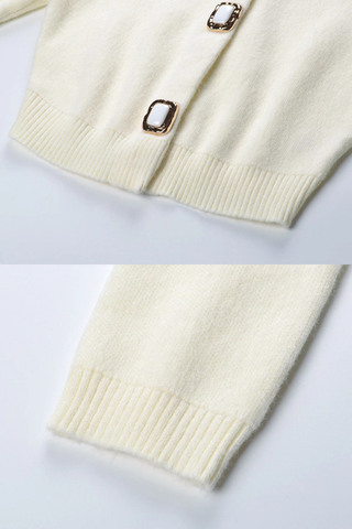 Soft Knit Button-Detail Cropped Cardigan