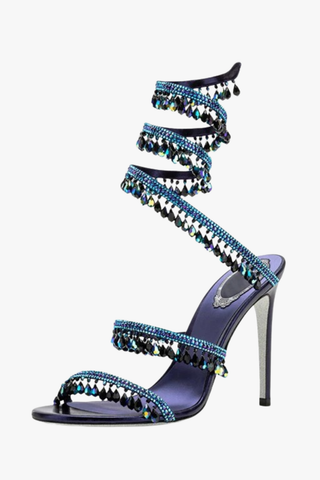 Crystal Wrap-Around High Heel Sandals