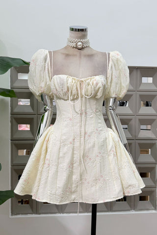 Blossom Charm Puff Sleeve Mini Dress