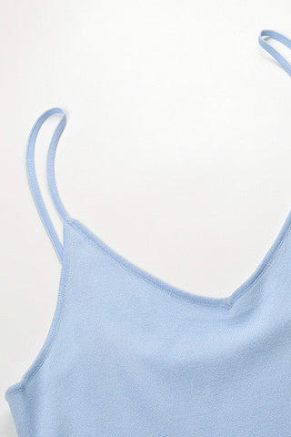 Knit Long Slip Dress with Spaghetti Straps