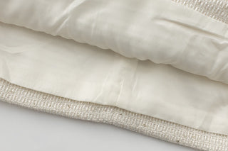 Pearl Trim Tweed Long Sleeve Square Neck Dress