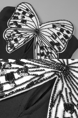 Butterfly Sequin Strapless Butterfly Embroidery Mini Dress