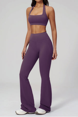 Halter Neck Sculpting Sports Bra with Supportive Fit and Smooth Stretch Fabric
