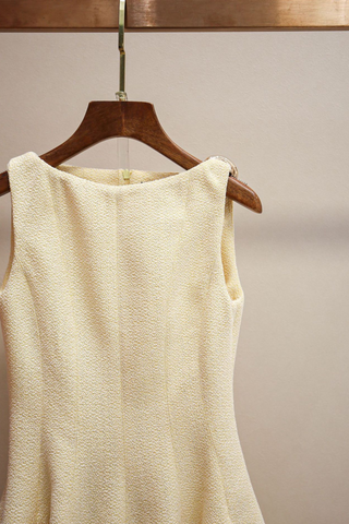 Textured Sleeveless Flared  Crew Neck Mini Dress