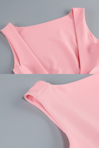 Sleeveless Backless Sculpted Flower Detail Mini Dress