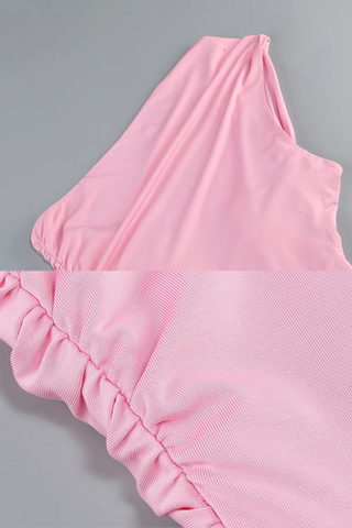 One-Shoulder Backless  Waist Bow Lycra Long Dress