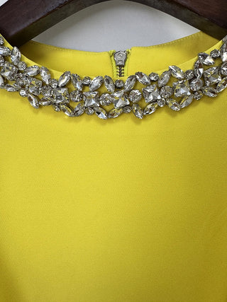 Puff Sleeve Cropped Top & High-Waist Long Skirt Set with Jeweled Details