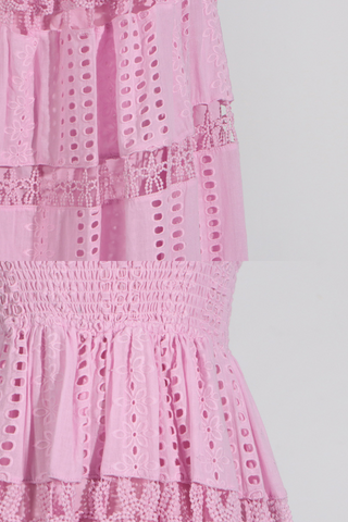 Backless Embroidered Flower Long Dress With Hollow Lace Details