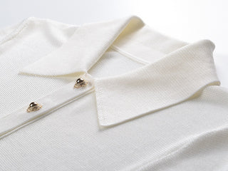 Long Sleeve Ribbed Knit Bodysuit with Collar & Button Front