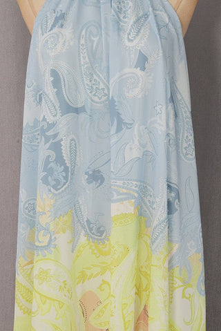 Paisley Print Halter Neck Backless Long Dress