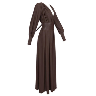 Roselyn Long Sleeve Belted Long Dress