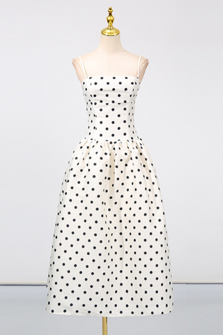 Polka Dot Corset Long Dress with Adjustable Straps