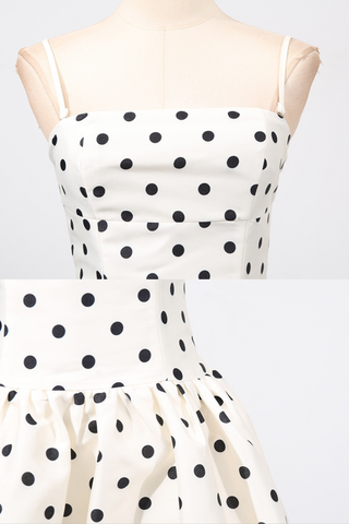 Polka Dot Corset Long Dress with Adjustable Straps
