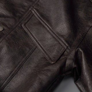 Classic Aviator Leather Jacket with High Neck, Utility Pockets, and Structured Fit