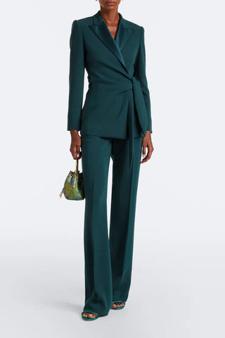 Asymmetric Wrap Belted Blazer & Wide Leg Pants Set