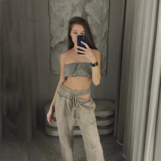 Low Waisted  Straight Leg Pants