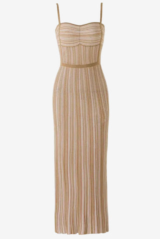 Sparkle Ribbed Sweetheart Neck Sleeveless Long Dress