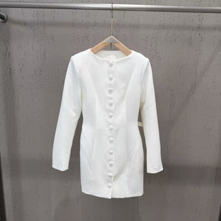 Sculpted Waist Button-Front Blazer Mini Dress