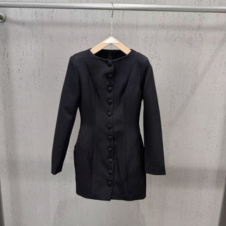 Sculpted Waist Button-Front Blazer Mini Dress