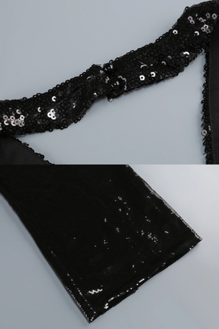 Sequin Halter Neck Long Dress with Open Back and Slit