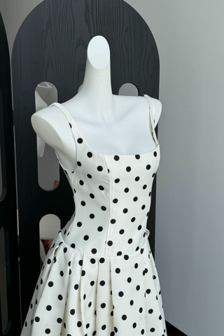 Breeze Polka  Vintage Glam Fit  Flare Long Dress