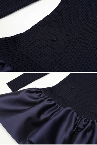 Elegant Long Sleeve Lace Collar Knit Mini Dress – Vintage Inspired Button Front