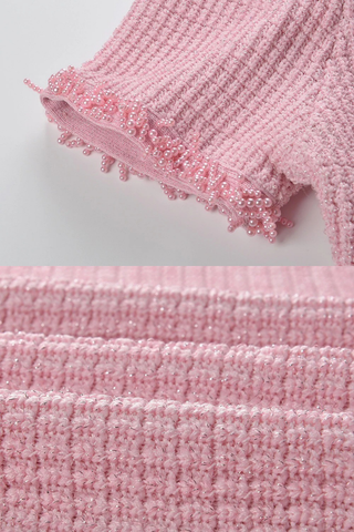 Luxe Textured Knit Short Sleeve Pocket Detail Mini Dress